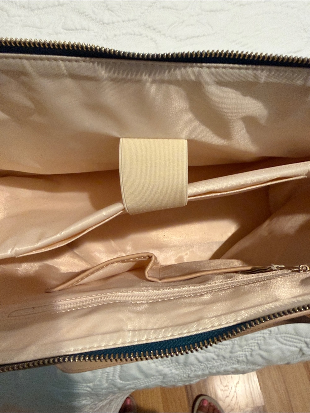 Spartina 449 Mystic Mermaid luggage laptop Tote with Tan Trim - extra large ! - Picture 4 of 9